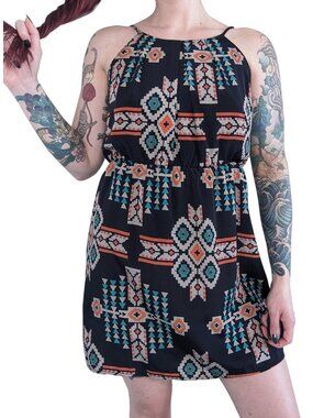 Windsor Aztec/Western Pattern Navy Mini Dress | S